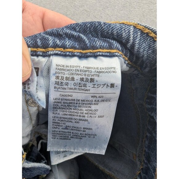 Levis Jeans Mens 33x32 Blue 502 Taper Stretch Distressed Zip Fly 29507-0390 - Picture 12 of 14